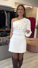 Blusa White Flower Tricot