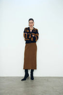 Casaco Bicolor em Tricot com Botões Frontais