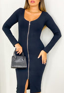 Vestido Zíper Manga Longa